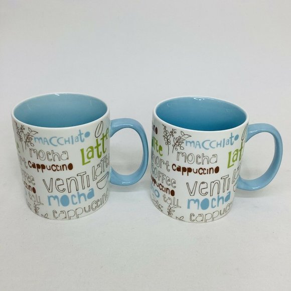2x 2007 Starbucks 16oz Blue Coffee Cup Mug Cocoa